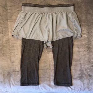 Athleta 2 in 1 Athletic Shorts Cropped Leggings